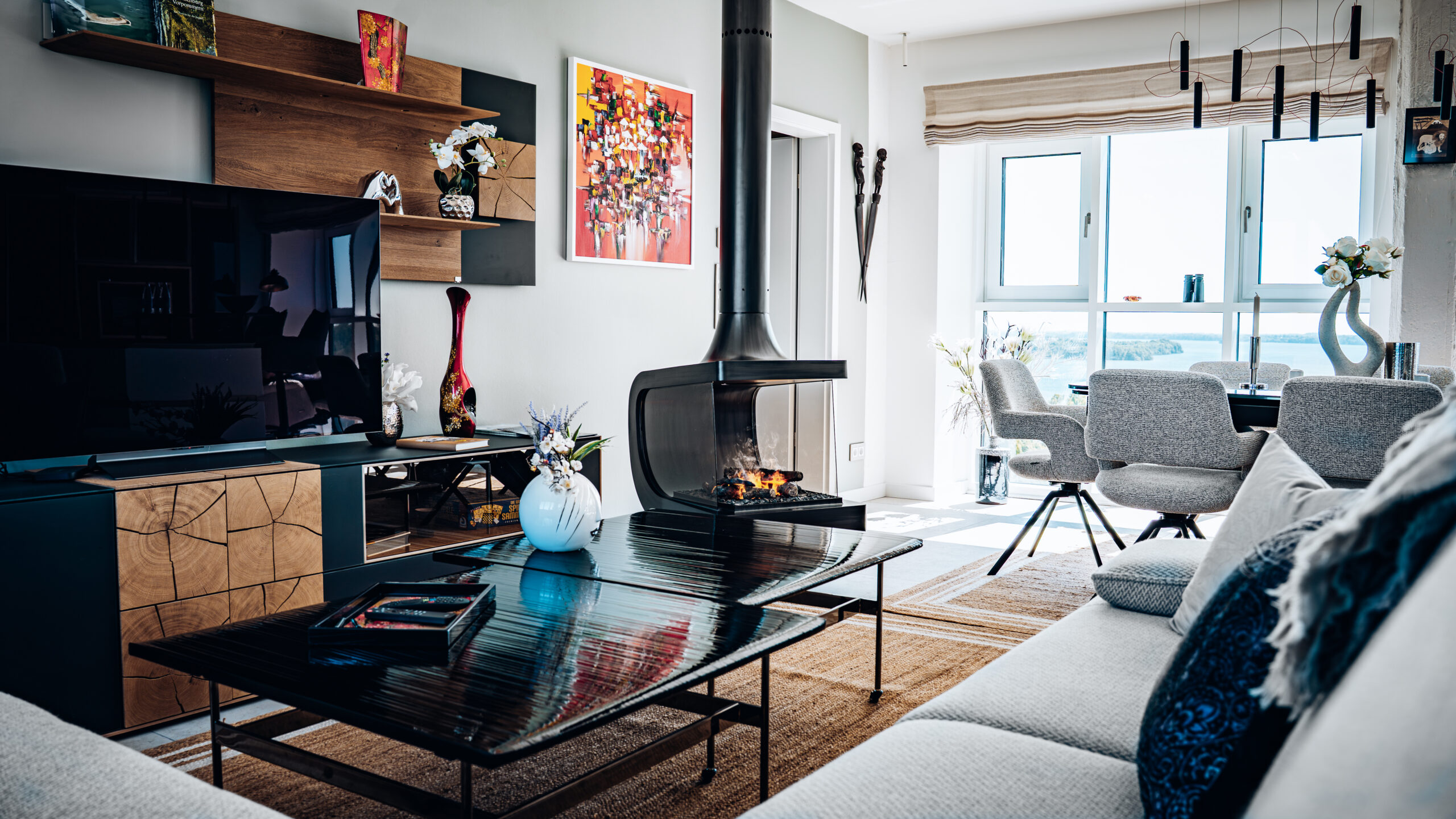 Wohnzimmer in der Ferienwohnung Kornloft 9